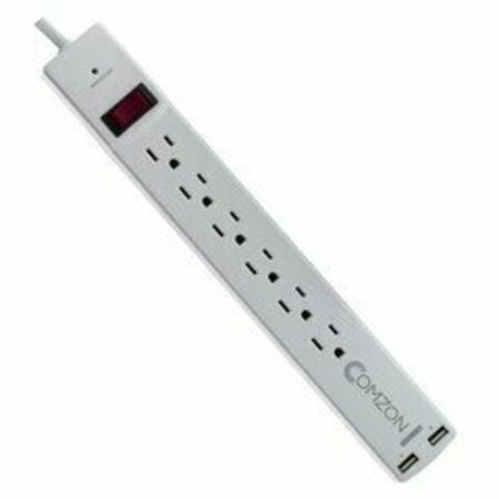 SWE-TECH 3C Surge Protector w/2 USB ports2.4 Amp, Flat Rotating Plug, 6 Outlet, , Plastic, Power Cord 10ft FWTC2008